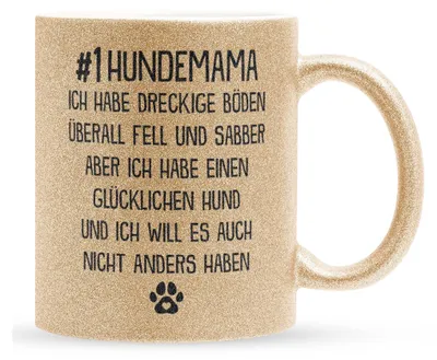 Produktbild von 22Feels Glitzertasse Gold Beste Hundemama Frauchen Geschenk Hundeliebe Welpe Kaffeetasse Hund Dog Mom Haferl Frauen Geburtstag Muttertag Weihnachten Geschenkidee Bürotasse