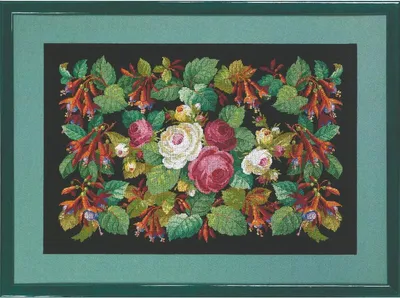 Produktbild von Permin Kreuzstich Stickpackung "Rosen/Fuchsie", Zählmuster, 52x35cm, 70-0414