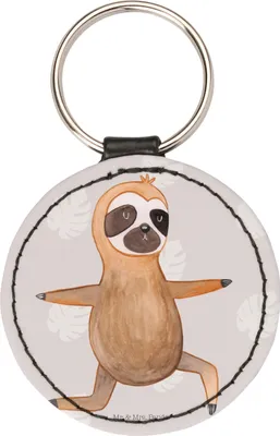 Produktbild von Mr. & Mrs. Panda Anhänger Faultier Yoga - Grau Pastell - Geschenk, mini schlüsselanhänger, Entspannung, schlüsselbund, kleiner, Taschenanhänger, Namaste, Meditation