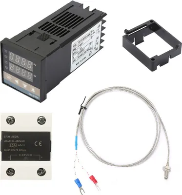 Zdjęcie produktu dla AC 110-240 V cyfrowy regulator temperatury PID 0-400 ℃ + 25 A SSR + 1 m termopara typu M6 K