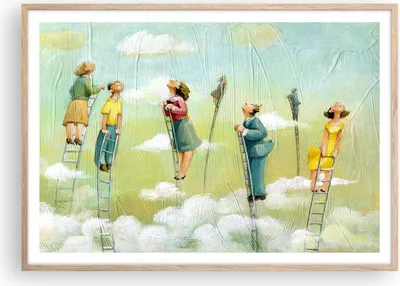 Produktbild von Gerahmtes Poster - Rahmen in heller Eiche - Abstraktion modern - 100x70 cm - Wand Bild - Wanddeko - Wandbilder - Wandposter - Bilderrahmen - Bilder - Kunstdruck - Wandbild - P2NAA100x70-3642