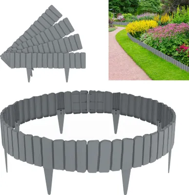 Produktbild von YARDIN 2,3 m Holzoptik Beeteinfassung aus PP Kunststoff, Beetumrandung Rasenkante Können Gespleißt Werden Gartenpalisade Beetzaun Blumenbeet Unterteilen, Wasserdicht Korrosionsbeständig(Grau)