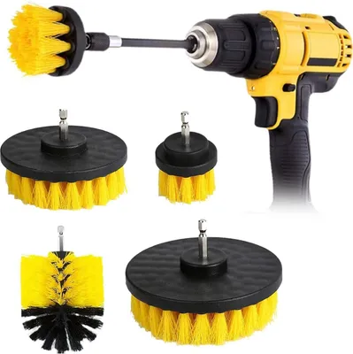 Produktbild von 4 Stück Bürstenaufsatz Bohrmaschine Set, Bürste für Bohrmaschine Borste 2''/ 3.5''/ 4''/ 5'' Bohrbürsten Akkuschrauber Bürste Reinigungsbürste für Felgen, Fliesen, Küche, Böden, Auto, Badewanne