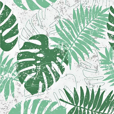 Produktbild von wasserabweisender Stoff grüne Monstera-Blätter auf hellgrauem Hintergrund