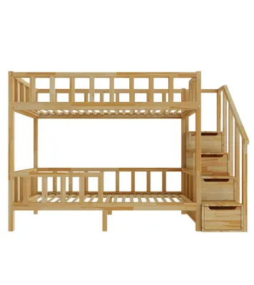 Produktbild von Etagenbett mit Treppe, seitlicher Einstieg, FILIP, naturbelassen, 200x90 cm