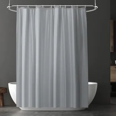 Produktbild von Duschvorhang, schimmelresistent, wasserdicht, schnelltrocknend, waschbar, aus PEVA, 180 x 180 cm, mit 12 Duschvorhangringen, Badezimmer-Duschvorhang (grau)