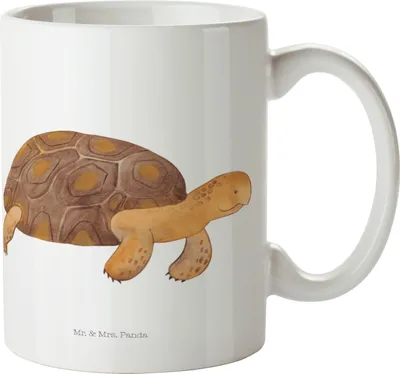 Produktbild von Mr. & Mrs. Panda Kindertasse Schildkröte Marschieren - Weiß - Geschenk, Trinklernbecher, Meer, Lieblingsmensch, Plastikbecher, Schildkröten, Reiselust, Henkelbecher, Pott