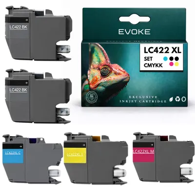 Produktbild von Evoke kompatible Tinte für Brother LC-422XL LC422XL 4x CMYK:Schwarz,Cyan,Magenta,Gelb 114 ml MFC-J5340DW J5340DWE J5345DW J5740DW J6540DW J6540DWE J6940DW