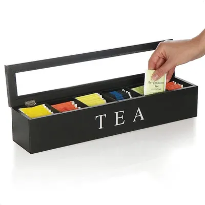 Produktbild von Teebox Teekiste Teebeutel-Organizer Teeaufbewahrungsbox Holz Teekasten