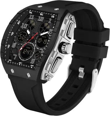 Produktbild von Herren Militär Sportuhr Analog Digital 5ATM Wasserdicht mit LED Licht, Stoppuhr, Countdown, Dualzeit, Silikonarmband Outdoor
