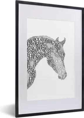 Produktbild von MuchoWow® MuchoWow® Gerahmtes Poster Pferd - Buchstaben - Weiß - Mädchen - Kinder - Mädchen 40x60 cm - Poster mit zchwarzem Bilderrahmen - Poster in Rahmen