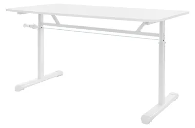 Image de Bureau réglable en hauteur - Manivelle manuelle - Plateau de 120 x 60 cm - Hauteur : 65 à 90 cm - Capacité de charge : jusqu'à 100 kg - Blanc