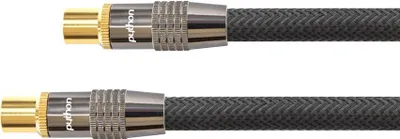 Produktbild von PYTHON® Series Antennenkabel, IEC/Koax Stecker an Buchse, vergoldet, Schirmmaß 120 dB, 75 Ohm, Nylongeflecht schwarz, 15m - [GC-M2018]