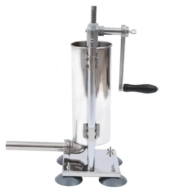 Immagine prodotto di Macchina per insaccare salsicce - Pressa manuale da 3 litri - Macchina per insaccare carne - Acciaio inossidabile - Ventosa - Diverse bocchette di riempimento - Argento