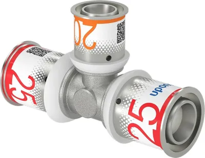 Zdjęcie produktu dla Uponor T-Stück S-Press PLUS reduziert aus Messing, verzinnt 25x20x25mm