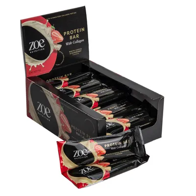 Produktbild von zoe Protein Bar, 20 x 50 g - White Chocolate Strawberry