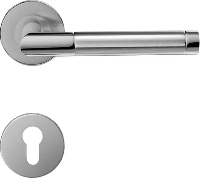 Immagine prodotto di Maniglia in acciaio inossidabile con foro per cilindro e rosetta, 1 pezzo, colore nero, ferramenta per porte interne