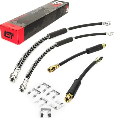 Produktbild von 4x Bremsschlauch Set vorne hinten + Halteklammer für Audi A3 Seat Leon Skoda VW