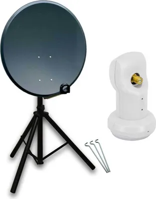 Produktbild von PremiumX Camping SAT Anlage 80cm ALU Antenne Single LNB Dreibein Stativ