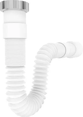 Produktbild von Unyqoos® flexibler Abflussschlauch 1 1/2 Zoll x 40/50 mm, ausziehbar 320–880 mm – Siphon / Geruchsverschluss für Waschbecken, Aluminium-Wartelmutter