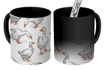 Obrázok produktu pre KitchenYeah® Magický hrnček Magický hrnček Magický vzor - Vták - Húska 350 ml Hrnček na zmenu farby Darčekový nápad - Magický hrnček - Foto hrnček - Keramické hrnčeky - Obrázky - Šálka kávy - Nápojový hrnček - Ka