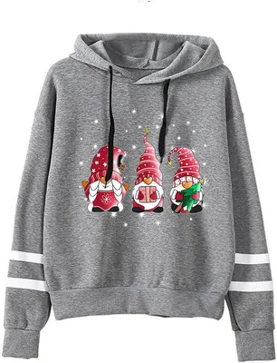 Produktbild von ASKSA Damen Weihnachts Hoodie Weihnachtspulli Lustige Ugly Christmas Sweater Kapuzenpullover,Grau,2XL