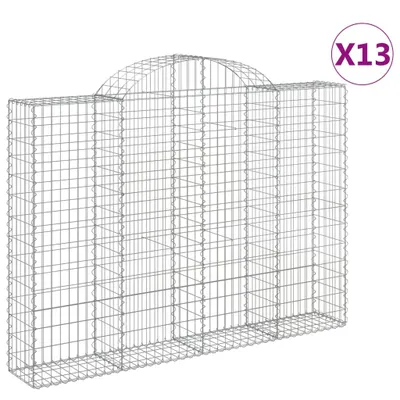 Produktbild von Gabionen mit Hochbogen 13Stk. 200x30x140/160cm Verzinktes Eisen