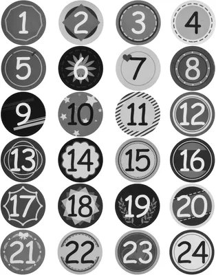 Image de Autocollants pour calendrier de l'Avent, chiffres - Autocollants pour calendrier de l'Avent, chiffres de 1 à 24 - Autocollants pour calendrier de l'Avent, chiffres - Chiffres pour calendrier de l'Avent