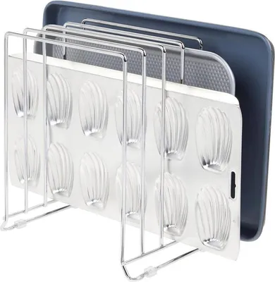 Image de mDesign Range-vaisselle Support pour couvercles de casseroles Rangement Métal Argent
