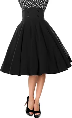 Produktbild von Belsira Mittellanger Rock Damen Tellerrock schwarz XL