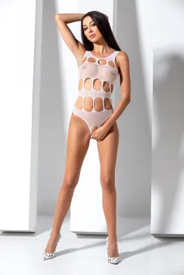 Produktbild von Passion Woman Bs083 Teddy Bodystocking - White One Size