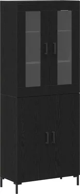 Image de Haut Armoire 2 pcs Chêne noir 69,5 x 34 x 180 cm