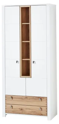 Schuhschrank Dielenschrank SERPIO - Weiß mit Absetzung Wildbuche