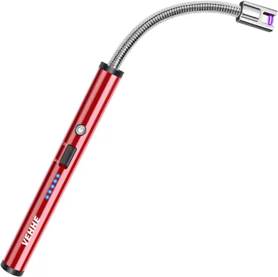 Produktbild von Feuerzeug, wiederaufladbarer Kerzenanzünder, Campingfeuerzeuge mit Sicherheitsschalter, flexibler Hals, LED-Batterieanzeige