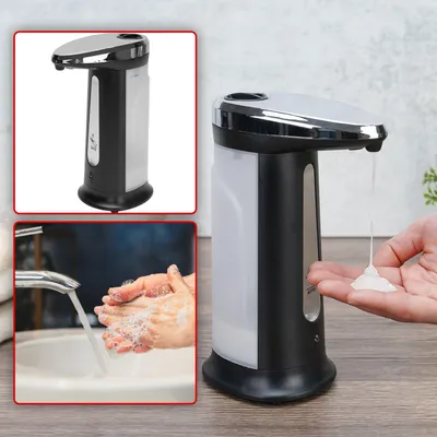 Produktbild von Automatischer Seifenspender (berührungslos): Infrarot-Sensor, 400ml - Edelstahl-Optik (ABS-Chrom), edles Design - Maximale Hygiene
