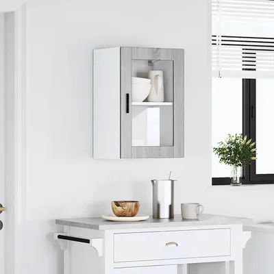 Immagine prodotto di vidaXL Pensile da cucina con anta in vetro Porto Grey Sonoma