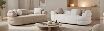 Obrázek produktu pro Designové pohovky do obývacího pokoje bílé čalouněné pohovky, sada 2 kusů