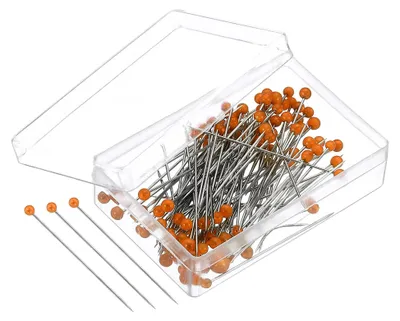 Produktbild von 100 Stück große Stecknadeln mit Perlenkopf, 37mm, orange