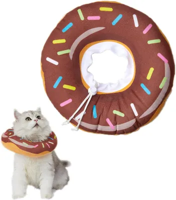 Produktbild von Katzen Schutzkragen M - Halsumfang 17-27 cm - Verstellbarer OP-Kragen für Katzen - Bissschutz Halskrause - Schutzkragen nach Operationen - Donut Form