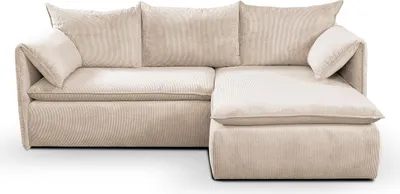 Produktbild von Ecksofa mit Schlaffunktion - Ecke Rechts - Feincord - Beige - TEODORA