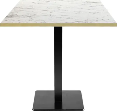Produktbild von Tisch 70 x 70 cm – Modell Mailand aus Calacatta-Marmor mit Messingkanten