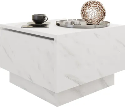 Produktbild von MIRJAN24 Couchtisch Moon 60x60, Wohnzimmer Kaffeetisch mit Stauraum, Gasdruckfeder (Farbe: Marmor Bianco)