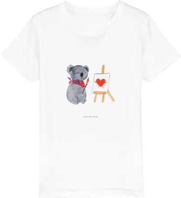 Produktbild von Mr. & Mrs. Panda Kleinkinder T-Shirt Koala Künstler 3-4 Jahre (98/104) - Weiß - Geschenk, Zeichnen, Kinder, Liebesgeschenk, Liebe, Organic, Kindershirt, Kurzarm, Teenager