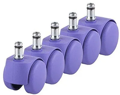 Productafbeelding van Paarse bureaustoel wielen - 50 mm - vervangende draaibare wielen - universele korte stelen (set van 5)
