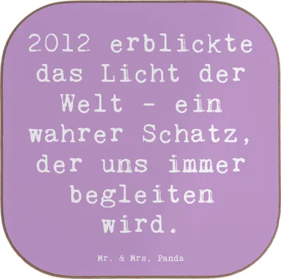 Produktbild von Mr. & Mrs. Panda Untersetzer für Gläser Spruch 2012 Geburtstag - Lavendeltraum - Geschenk, Happy Birthday, Alter, Geburtsjahr, immer begleiten, Glück, gläseruntersetzer