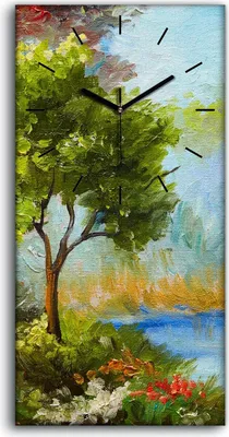 Produktbild von Dekor Leinwand Uhr Wandbilder 30x60 Malerei Abstrakte Blumen Wald Bäume Natur - schwarze Hände
