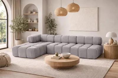 Produktbild von Kaiser Möbel Ecksofa Modulare L-Form, Veloursstoff Salvador, Grau, Links, Selia