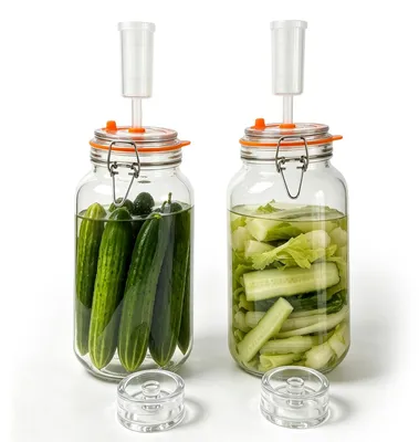 Fermentierglas-Set 2er, 1,8 l, mit Gärverschluss und Gewicht