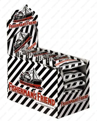 Image de Fisherman's Friend Salmiak sans sucre, paquet de 24 x 25g (pastilles mentholées extra fraîches)