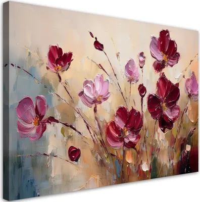 Produktbild von Leinwandbild Rote Mohnblumen 60x40 Feeby Violett bild für die wand bereit zum aufhängen